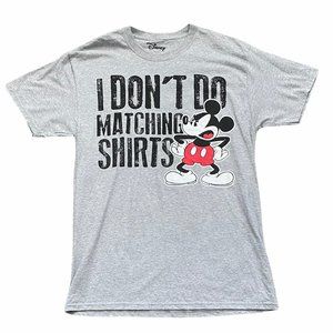 Womens Disney Mickey Mouse I Dont Do Matching Shirts Gray Short Sleeve size M